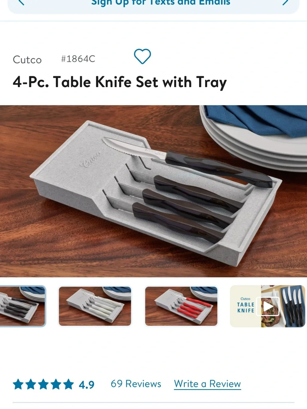 Brown Cutco Double-D edge Table Knife - Sleek Home Dining Knife